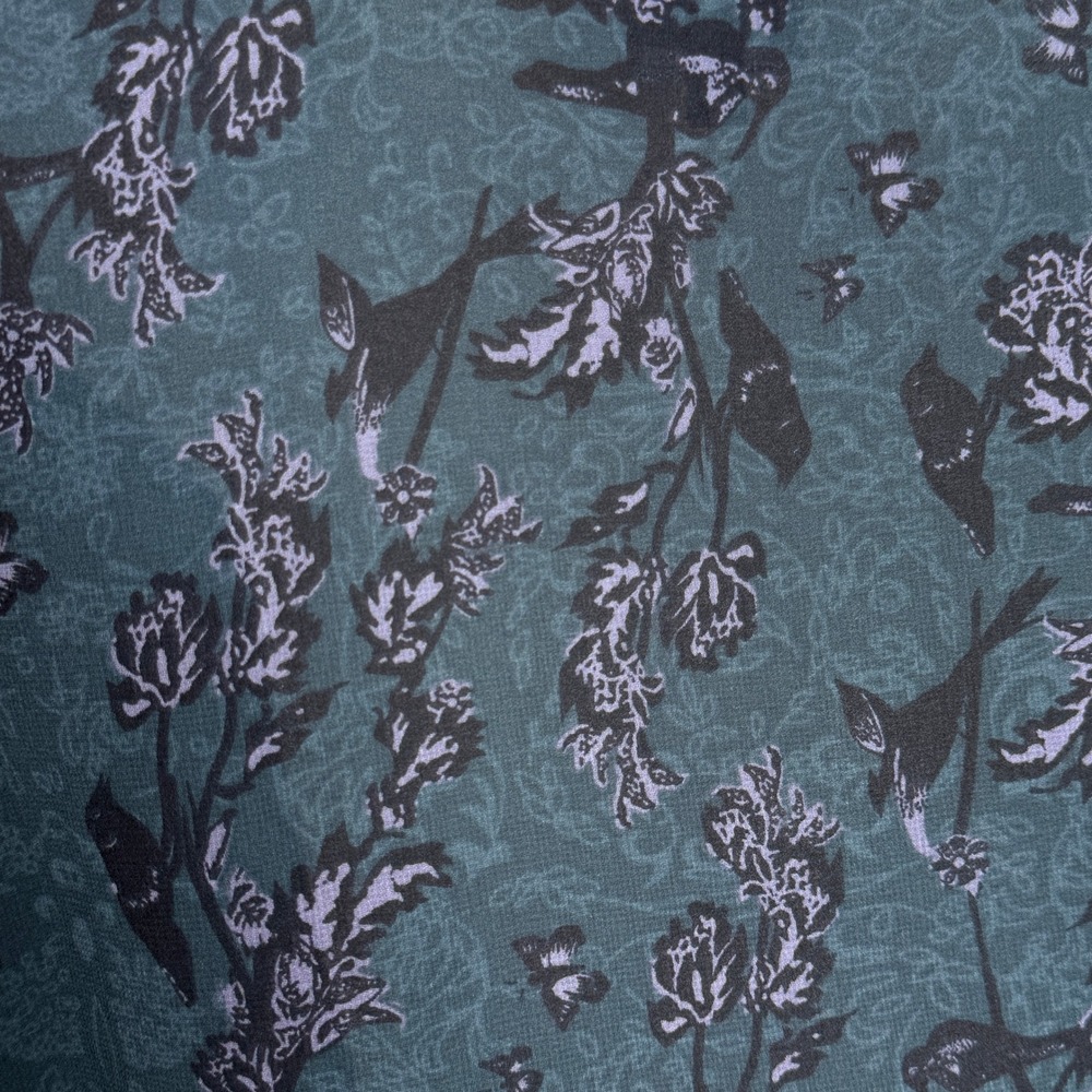 Cabi Womens Blouse XS Blue Floral Bird Fringe Hem Office Career Sheer‎ Lined - Picture 8 of 9